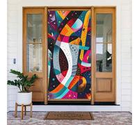 Couvertures de porte abstraites jazz instrumentales décoratives - Bannière de porte intérieure et extérieure, décorations printemps/été/automne/hiver, Halloween, Noël