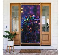 Couvertures de porte brillantes caméléon fantastiques - Bannière de porte intérieure et extérieure - Décorations de printemps, été, automne, hiver, Halloween, Noël
