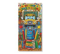 Couvertures de porte de bus de campus décoratives, crayons éducatifs ludiques, livres de retour au campus jaune avec corde à suspendre pour porte, entrée, porche, intérieur et extérieur, 91,4 x 183 cm