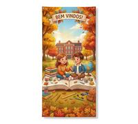 Couvertures de porte de livre décoratives, fantastiques et éducatives pour enfants, globe d'automne orange avec corde à suspendre, bannière de porte, décoration d'intérieur pour porte, mur, porche