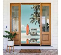 Couvertures de porte de plage vintage Surf Van - Bannière décorative pour intérieur et extérieur, printemps/été/automne/hiver, Halloween, Noël