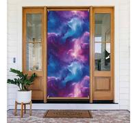 Couvertures de porte décoratives à imprimé nuages violets et bleus, décoration de bannière de porte pour l'intérieur et l'extérieur, printemps, été, automne, hiver, Halloween, décorations