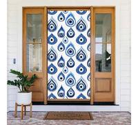 Couvertures de porte décoratives abstraites avec motif yeux bleus, décoration de bannière de porte pour l'intérieur et l'extérieur, printemps, été/automne/hiver, décorations de Noël
