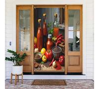 Couvertures de porte décoratives avec bouteille moderne n° 19 pour intérieur/extérieur, printemps, été, automne, hiver, Halloween, Noël, décorations d'intérieur