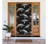 Couvertures de porte décoratives avec impression de dauphins noirs pour intérieur/extérieur, printemps, été, automne, hiver, Halloween, Noël, décorations d'intérieur