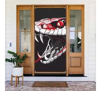 Couvertures de porte décoratives d'art graphique de vipère rouge féroce, décoration de bannière de porte pour l'intérieur et l'extérieur, printemps, été, automne, hiver, Halloween, décorations