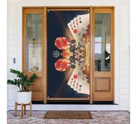 Couvertures de porte décoratives de jetons de poker de casino, décoration de bannière de porte pour l'intérieur et l'extérieur, printemps, été, automne, hiver, Halloween, décorations de Noël