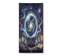 Couvertures de porte décoratives en forme de galaxie - Bouteilles de potion en boule de cristal fantaisie mystique pour Halloween - Violet avec corde - Bannière de porte d'entrée - Décoration