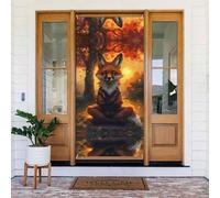 Couvertures de porte décoratives pour arbre d'érable et renard, crépuscule, décoration de bannière pour intérieur et extérieur, printemps, été, automne, hiver, Halloween, décorations de Noël