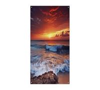 Couvertures de porte d'entrée d'eau de mer, crépuscule, plage, coucher de soleil, grande toile de fond amusante pour suspendre à l'intérieur et à l'extérieur et bon cadeau de printemps pour les amis