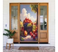 Couvertures de porte - Printemps été dessin animé panier de fruits imprimé No.40 Bannières de porte pour avant, panneau d'hiver et d'automne à suspendre pour extérieur et intérieur, fournitures de