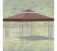 Couvertures De Remplacement pour Auvent De Gazebo, Remplacement du Dessus du Gazebo, 3m X 3m, 2 Niveaux, Tissu Polyester Imperméable 300d, avec Dessus Ventilé, pour Pergola Extérieu, Coffee