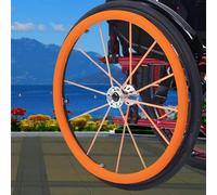 Couvertures de roues de fauteuil roulant en silico Housses de protection en silicone for main courante fauteuil roulant, multicolores, 50 à 61 cm, lot 2(Orange,22in)