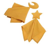 Couvertures de Sécurité Bébé 2 Pièces Lune Étoiles en Coton Léger Jaune | Douces au Toucher et Faciles à Saisir, pour Rassurer Bébé le Lit de Bébé et Accompagner Ses Gestes
