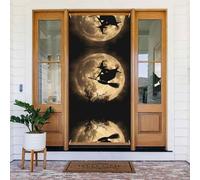 Couvertures décoratives pour porte de vol de sorcière d'Halloween, décoration de porte intérieure et extérieure, printemps/été/automne/hiver, décorations de Noël