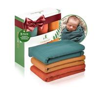 Couvertures d'emmaillotage en mousseline - Couverture de réception pour bébé - Couvertures neutres pour bébé - Lot de 3 - Forêt