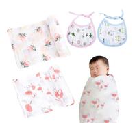 Couvertures D'Emmaillotage Pour Bébé 2 Pièces, Bavoirs Pour Bébé 2 Pièces, Couvertures D'Emmaillotage Pour Nouveau-Né, Couvertures D'Emmaillotage En Mousseline