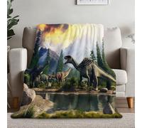 Couvertures Dinosaure Préhistorique Montagnes Flanelle Imprimé All Saisons Chaude Couverture De Lit Gris Marron Ultra-Doux Couverture Polaire Canapé - Enfant Adulte 70 X 100 Cm Chambre Salon
