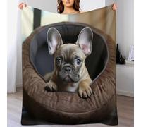 Couvertures en Bulldog français - 100% Flannel, Couverture Super Douce Et Moelleuse, Plaid Douillet pour Le Lit, Le Canapé, Le Voyage Et L'extérieur,(130×180cm)