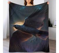 Couvertures en Corbeau - 100% Flannel, Couverture Super Douce Et Moelleuse, Plaid Douillet pour Le Lit, Le Canapé, Le Voyage Et L'extérieur,(180×200cm)