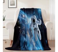 Couvertures en Flanelle de 150 x 200 cm, Plaid Polaire Double Epaisseur Douillette et Chaud - Espace Espace Extra-Atmosphérique Astronaute Décoratif Plaid Canape pour Lit 1 Personne ou Canapé Noir