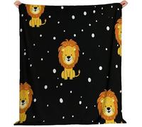 Couvertures en Flanelle de 220 x 240 cm, Plaid Polaire Double Epaisseur Douillette et Chaud - Lion Sombre Mignon De Dessin Animé Décoratif Plaid Canape pour Lit 1 Personne ou Canapé Noir