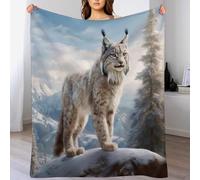 Couvertures en Lynx - 100% Flannel, Couverture Super Douce Et Moelleuse, Plaid Douillet pour Le Lit, Le Canapé, Le Voyage Et L'extérieur, （130×150cm）