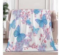 Couvertures en Molleton de Flanelle Animaux Papillons Fleurs Floraisons Couverture chaude et légère pour toutes les saisons - Plaid Polaire anti-boulochage pour lit, canapé, sofa, Rose, 200 x 200 cm