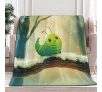 Couvertures en Molleton de Flanelle Branches D'Arbre D'Insectes Dessin Animé Mignons Couverture chaude et légère pour toutes les saisons - Plaid Polaire anti-boulochage pour sofa, Vert, 220 x 240 cm