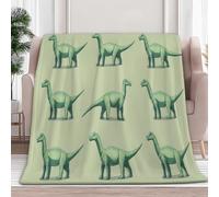 Couvertures en Molleton de Flanelle Dinosaure Dessin Animé Simple Couverture chaude et légère pour toutes les saisons - Plaid Polaire anti-boulochage pour lit, canapé, sofa, Jaune Vert, 180 x 200 cm