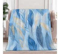 Couvertures en Molleton de Flanelle Plumes D'Animaux Feuilles Élégance Couverture chaude et légère pour toutes les saisons - Plaid Polaire anti-boulochage pour lit, canapé, sofa, Blanc, 130 x 150 cm