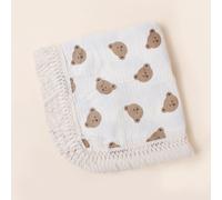 Couvertures En Mousseline Bio Pour Bébé,Bercer Pour,Frange,Double Couche,Coton,Couverture D'été,Couette De Lit,Trucs Pour Bébé - Type Little Bear Head-100x120cm