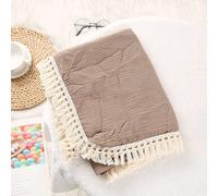 Couvertures En Mousseline Bio Pour Bébé,Bercer Pour,Frange,Double Couche,Coton,Couverture D'été,Couette De Lit,Trucs Pour Bébé - Type Khaki-100x120cm