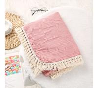 Couvertures En Mousseline Bio Pour Bébé,Bercer Pour,Frange,Double Couche,Coton,Couverture D'été,Couette De Lit,Trucs Pour Bébé - Type Pink-100x120cm