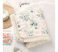 Couvertures En Mousseline Bio Pour Bébé,Bercer Pour,Frange,Double Couche,Coton,Couverture D'été,Couette De Lit,Trucs Pour Bébé - Type Flower-100x120cm