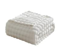 Couvertures en peluche blanche à bulles 3D, Plaid en flanelle texturée, doux, chaud et confortable, pour canapé, cadeau de noël paopao orange