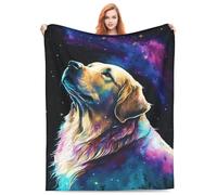 Couvertures en peluche douillette pour plage, golden retriever, galaxie, yeux étoilés, cadeau d'Halloween, de Saint-Valentin, pour cadeaux, literie, couette, décoration d'intérieur pour canapé 203,2 x