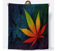 Couvertures Feuilles Botaniques Motif Cachemire Chaud Cadeau, Plaid Canape Style Art Psychédélique en Flanelle Épaisse Douce et Confortable - Couverture Lit Chaude pour Adulte et Enfant 150 x 200 cm