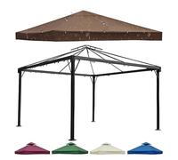 Couvertures Imperméables de Remplacement D'auvent Tonnelle Couverture Toit Tente Fête 3 * 3 M avec Dessus Ventilé Tissu Oxford Durable À 2 Niveaux 310 G/m² pour Terrasse Jardin Brown Single-Top
