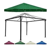 Couvertures Imperméables de Remplacement D'auvent Tonnelle Couverture Toit Tente Fête 3 * 3 M avec Dessus Ventilé Tissu Oxford Durable À 2 Niveaux 310 G/m² pour Terrasse Jardin Green Single-Top