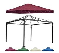 Couvertures Imperméables de Remplacement D'auvent Tonnelle Couverture Toit Tente Fête 3 * 3 M avec Dessus Ventilé Tissu Oxford Durable À 2 Niveaux 310 G/m² pour Terrasse Jardin Red Single-Top