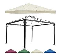 Couvertures Imperméables de Remplacement D'auvent Tonnelle Couverture Toit Tente Fête 3 * 3 M avec Dessus Ventilé Tissu Oxford Durable À 2 Niveaux 310 G/m² pour Terrasse Jardin White Single-Top