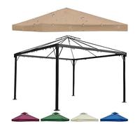 Couvertures Imperméables de Remplacement D'auvent Tonnelle Couverture Toit Tente Fête 3 * 3 M avec Dessus Ventilé Tissu Oxford Durable À 2 Niveaux 310 G/m² pour Terrasse Jardin Khaki Single-Top
