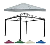 Couvertures Imperméables de Remplacement D'auvent Tonnelle Couverture Toit Tente Fête 3 * 3 M Tissu Oxford Durable À 2 Niveaux 310 G/m² avec Dessus Ventilé pour Auvent Patio Jardin Gray Single-Top