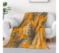 Couvertures Imprimées Jaune Doré Douillet 180 x 220 cm, Couverture Moelleuse Chaleur Et Isolation Plantes Tropicales Feuilles De Palmier pour Adultes et Enfants pour Canapés Lit Camping