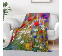 Couvertures Imprimées Multicolore Douillet 100 x 130 cm, Couverture Moelleuse Chaleur Et Isolation Paysage Naturel Champs De Fleurs Colorés pour Adultes et Enfants pour Canapés Lit Camping