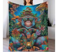 Couvertures lumineuses à motif lanterne de chimpanzé, couverture en peluche toutes saisons, couverture douce en microfibre polaire, cadeau pour garçons et filles, 100 x 130 cm (40 x 50 pouces)