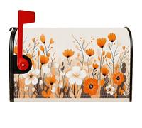 Couvertures magnétiques de boîte aux lettres à fleurs, style rustique moderne, feuilles et tiges d'automne orange pour décoration de maison et de jardin, 53,3 x 64,9 cm