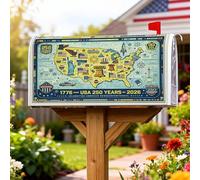 Couvertures magnétiques de boîte aux lettres avec carte et étoiles vintage patriotiques, drapeaux de l'indépendance, bleu, pour décoration de porche, 53,3 x 64,9 cm