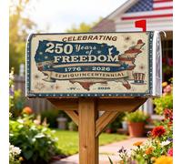 Couvertures magnétiques de boîte aux lettres avec carte - Étoiles vintage patriotiques - Feux d'artifice - Rouge - Pour décoration de jardin et cour - 53,3 x 64,9 cm